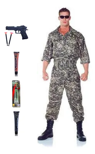 Disfraz Militar Soldado Accesorios Adulto Hombre Plus Size