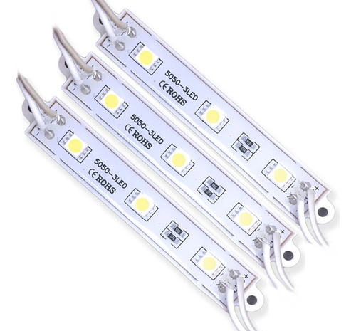 Kit 10 Módulo Led 5050 Smd 3 Leds 12v Frio 6500k Ip65 Cor da luz Branco-frio 110V/220V