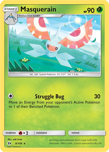 Cartas Pokemon Masquerain 8/149 Reverse Sum (Usado)