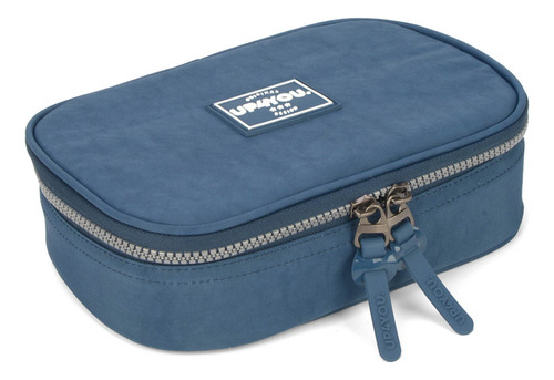 Estojo Escolar Juvenil Box Capacidade 100 Lápis 36 Elásticos Cor Azul-azul Liso