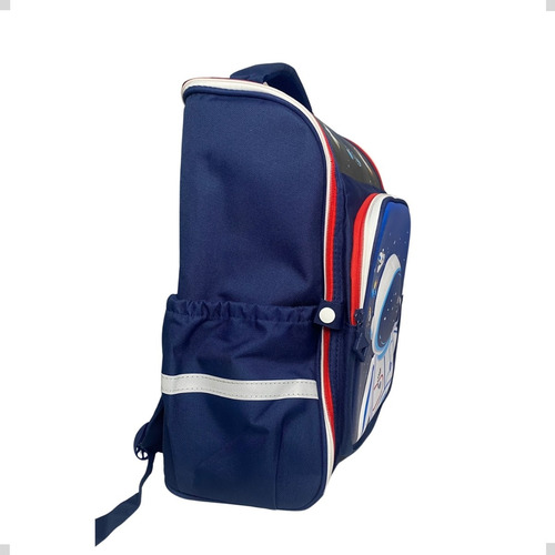 Mochila Infantil Menino Escolar Astronauta Faixa Refletiva Cor Azul