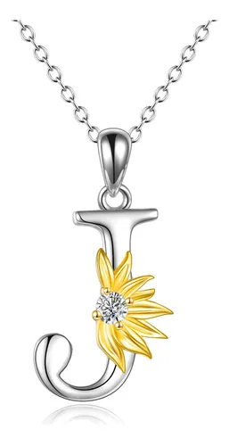 Poplyke Collar De Girasol Con Inicial De Girasol, Regalos Pa