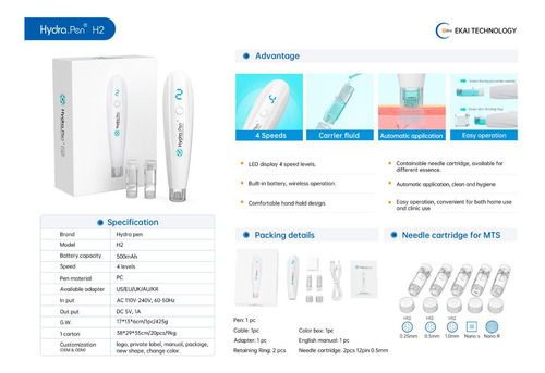 Set De 10 Agujas Hydrapen H2 By Dr Pen Nano-hs