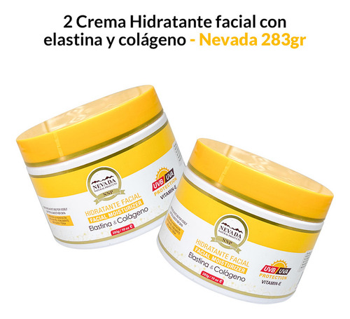 2 Crema Hidratante Facial Con Elastina Y Colágeno 283g
