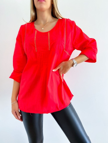 Imagen 2 de 3 de Remera Blusa Bordada Fibrana