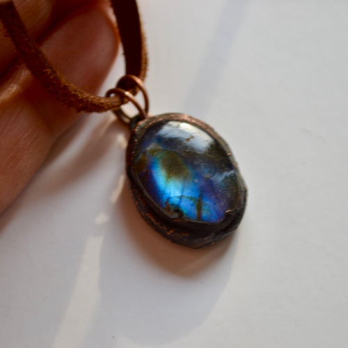 Imagen 4 de 9 de Collar Piedra Energetica Labradorita Azul, Meditacion Cod1