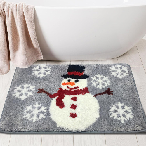 Alfombras De Baño Navideñas, Muñeco De Nieve, Decoraciones D