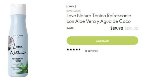 Set Love Nature Oriflame Agua De Coco