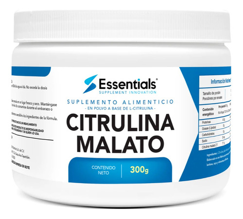 Essentials Citrulina Malato 300 Gr Sabor Sin Sabor