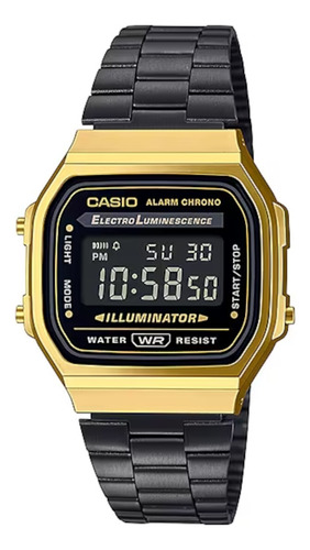 Reloj Digital Casio Acero Inox. Color Neg/dor A168wegb-1b