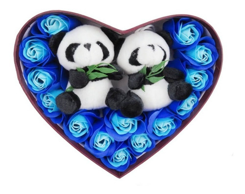 Caja Forma De Corazon Con Rosas Aromaticas Peluche