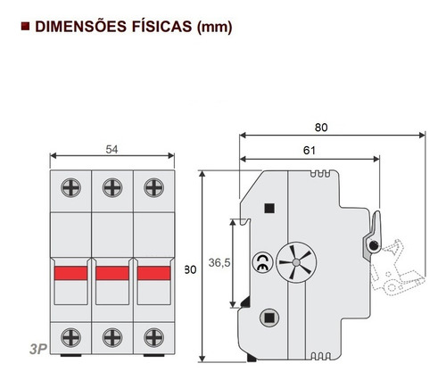 Seccionadora Tripolar 10x38 Mm C/ Fusível Gl/gg 2a