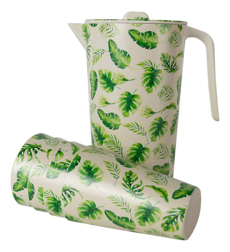 Fun Lavie Jarra De Agua Con Tapa Y 4 Tazas Juego De Bebidas