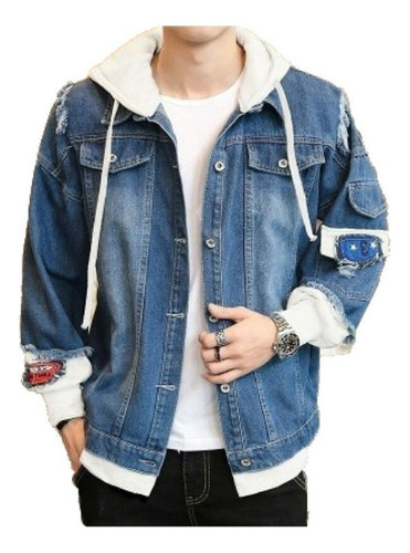 Chaqueta De  Jeans Ropa De Calle Hip Hop Con Capucha