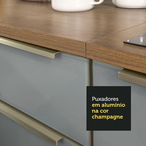 Armário De Cozinha Completa De Canto 546cm Rc Lux Madesa 05 Cor Rustic/Cinza