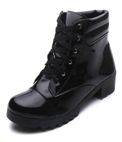 Bota Coturno Btze Shoes Preto Verniz 