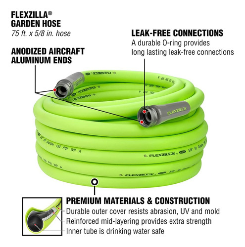 Mangueira De Jardim Flexzilla De 5/8 Pol. X 75 Pés, Pesado,