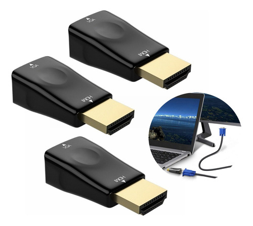 3×cable Adaptador De Hdmi A Vga. Adaptador De Hdmi A Vga