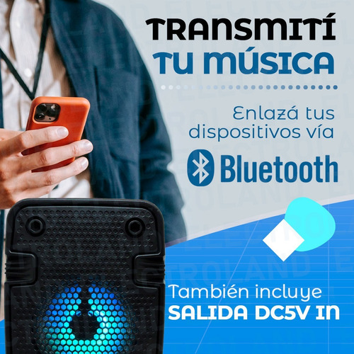 Imagen 3 de 10 de Parlante Bluetooth Portátil Led Inalámbrico Usb Recargable