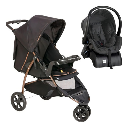 Carrinho Cross Trail Preto Cobre Com Cocoon E Base Galzerano