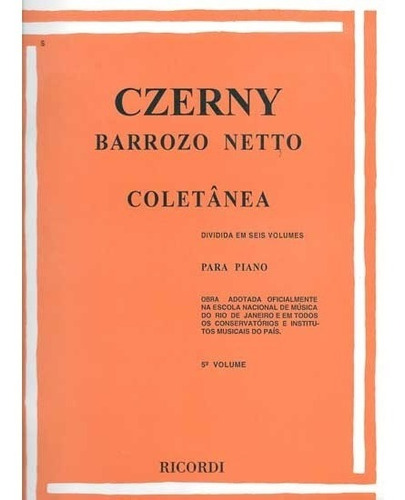 Método Para Piano Coletânea Czerny Barrozo Neto 5º Volume
