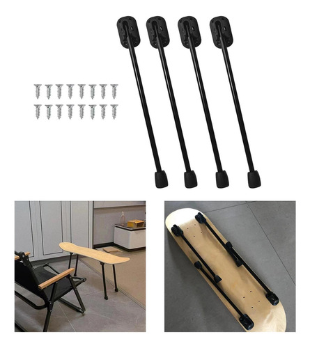 Pernas De Mesa Dobráveis De 4 Peças, Portáteis 33cm Preto