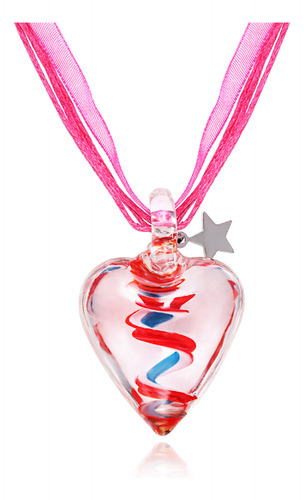 Aretes Mujer Love Heart Pendant Necklace Murano Color Handma