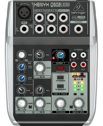 Behringer Q502 Usb Mixer 3 Canales 1 Mono 2 Estereo Usb Comp