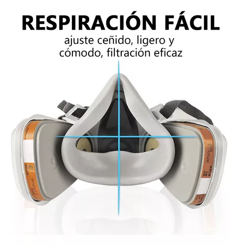 Mascarilla facial reutilizable con filtros, juego de media pieza facial con  algodón activo contra gas, polvo, vapores orgánicos/humo/olores/para