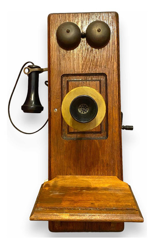Antiguo Teléfono Antiguo De Pared Año 1914 De Madera D Roble