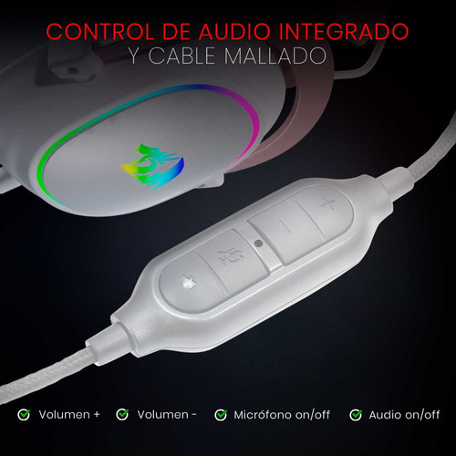 Auriculares Gamer Redragon Gamer Zeus X H510-rgb Blanco Blanco