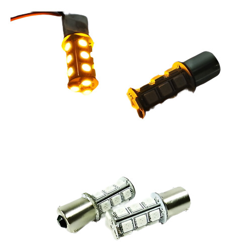 2 X 1156 Ba15s P21w Ámbar Luz Poder Más Elevado 18 Smd Led D