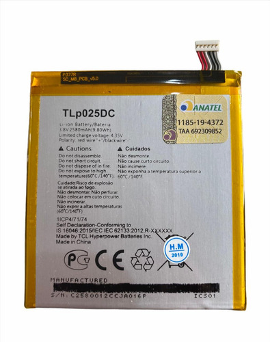 Flex Carga Bateria Tlp025dc Ot 8050d Alcatel One Touch Pixi