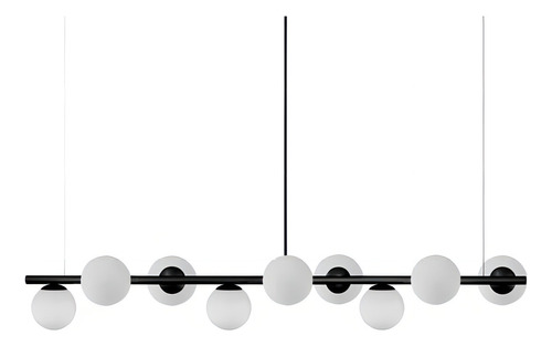 Lustre Pendente Figo Preto 1,5m 9 Globos De Vidro Branco Trybo Design 9-150-2620-3-BR