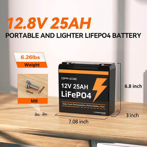 Bateria Lifepo4 Grone 12v 25ah Com 3000 Ciclos Profundos
