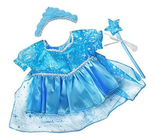 Traje De Fiesta De Traje De Princesa De Nieve Azul Con Osito