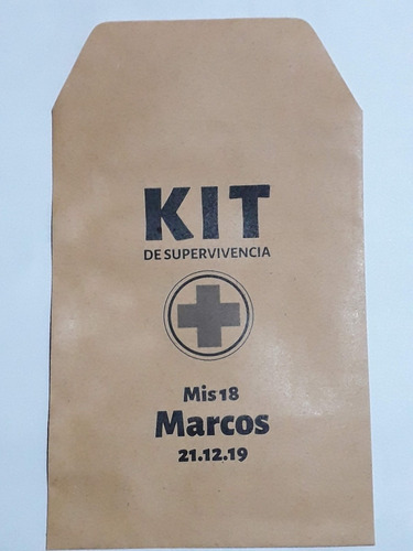 10 Bolsita Sobre Papel Kraft Madera Personalizado (13x19cm)