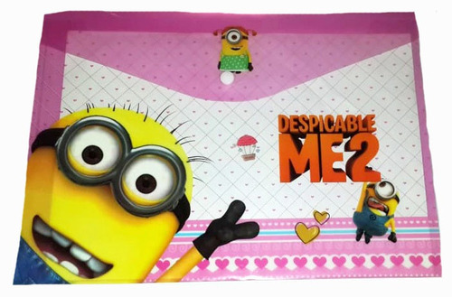 Sobre Plastico Pvc Con Boton Oficio Carpeta Minions