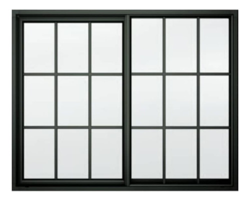 Ventana De Aluminio 150x150 Vidrio Repartido Negra