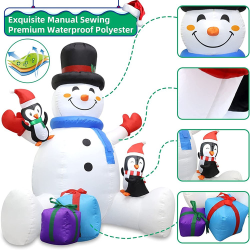 Muñeco De Nieve Inflable De Navidad Para Exteriores, Muñeco