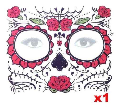 Mascarilla De Calavera, Mxtdc-011, 1pza, 15x12cm, Rosas, Tat