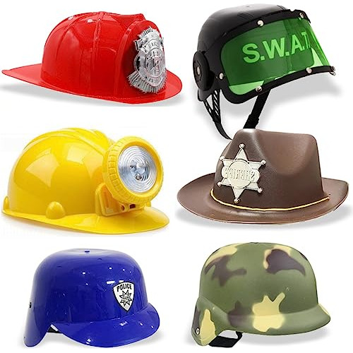 Juego De 6  Dress Up Pretend Role Play Hats Cascos N...