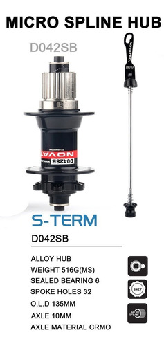 Imagen 4 de 4 de Novatec D042sb Maza Trasera Nucleo Microspline (ms)