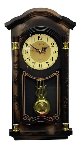Relógio Analógico De Parede Rústico Lindo Pêndulo Ativo 51cm Cor da estrutura Rustica Cor do fundo Dourado-escuro