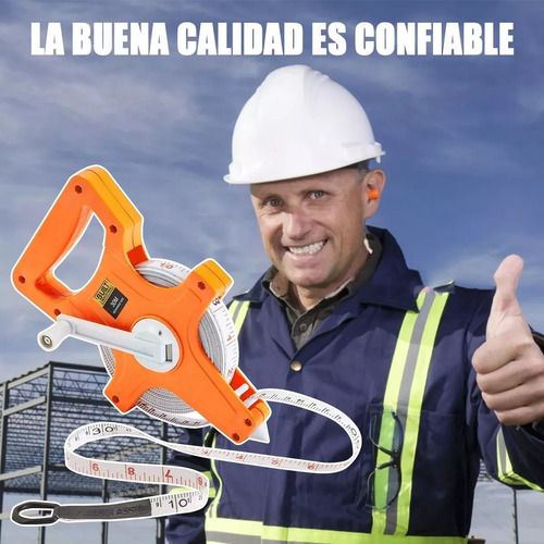 Cinta Metrica Larga 100 Metros Flexometro Fibra De Vidrio