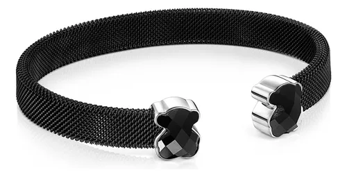 comprar Pulsera Tous Mesh Color De Acero Ip Negro Y Ónix
