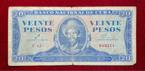 Billete 20 Pesos Cuba 1961 Pick 97 A Firma Che Guevara