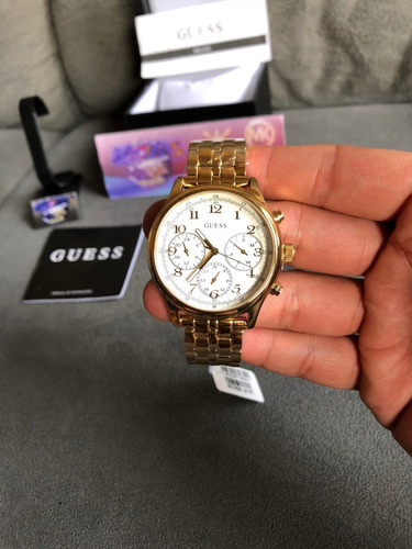 Relogio Guess W1018l2 Dourado 100% Original Completo Caixa