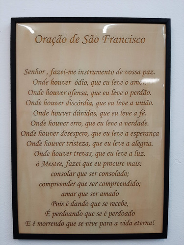 Quadro São Francisco 40 X 28 Oração Moldura Preta