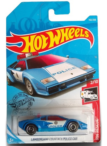 Lamborghini Countach Police Car Azul Hot Wheels